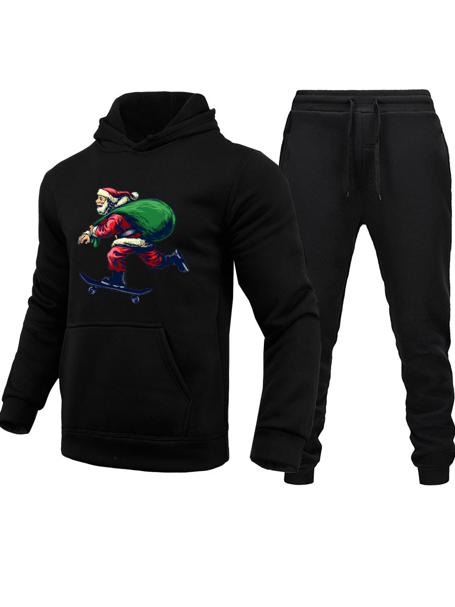Herren Hoodie und Jogginghose Set mit kreativem Weihnachtsmotiv Echoarchiv