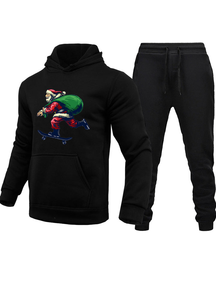 Herren Hoodie und Jogginghose Set mit kreativem Weihnachtsmotiv Echoarchiv