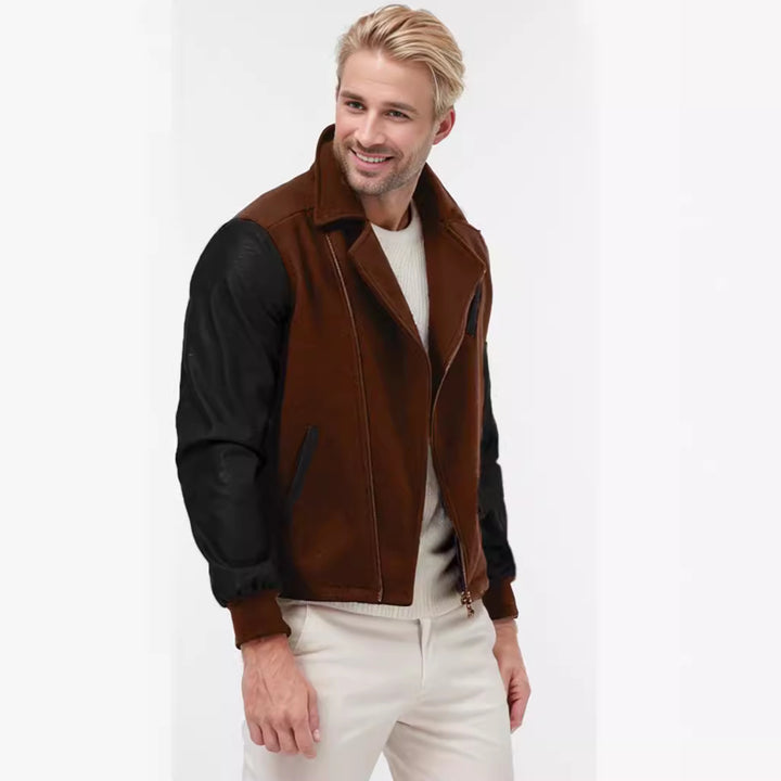 Herren Bikerjacke mit zwei Materialien und praktischen Taschen Echoarchiv