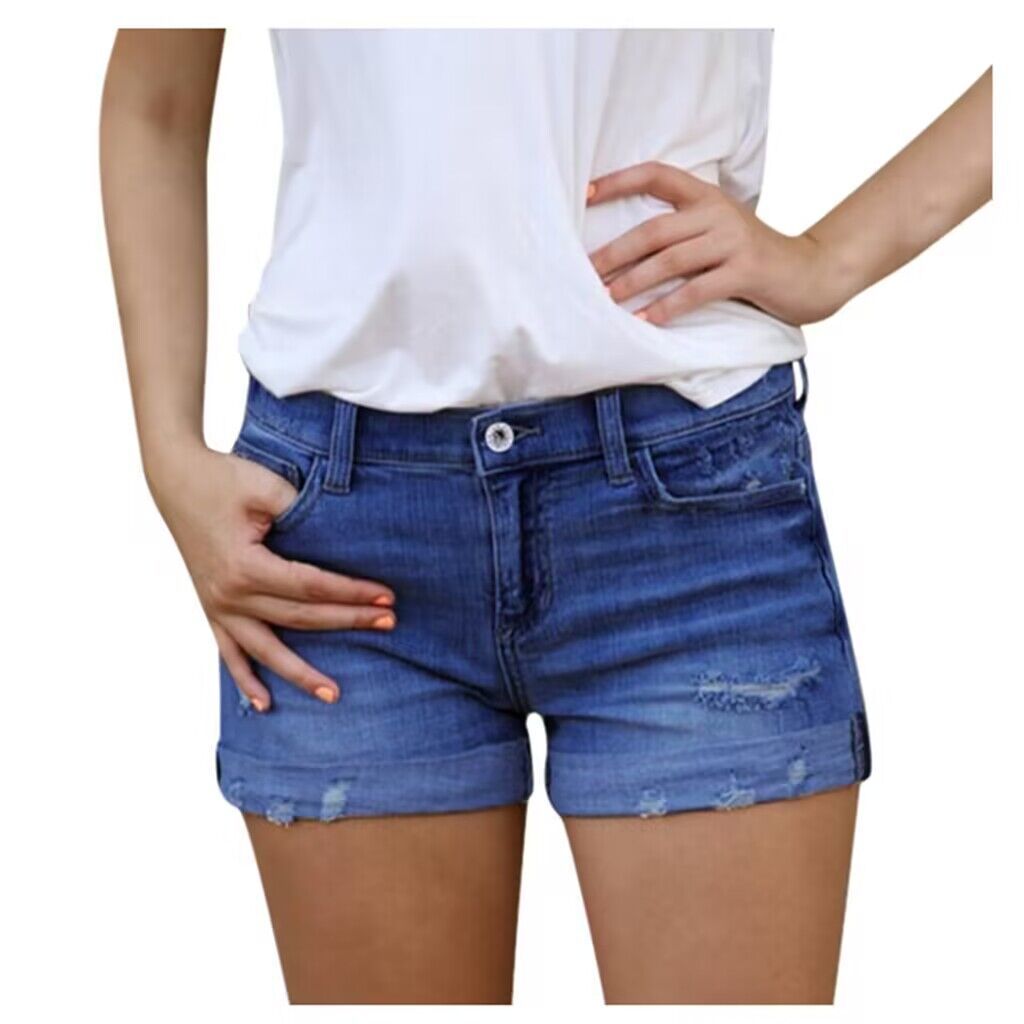 Damen hoch taillierte Denim-Shorts im modernen Vintage-Stil Echo Archiv