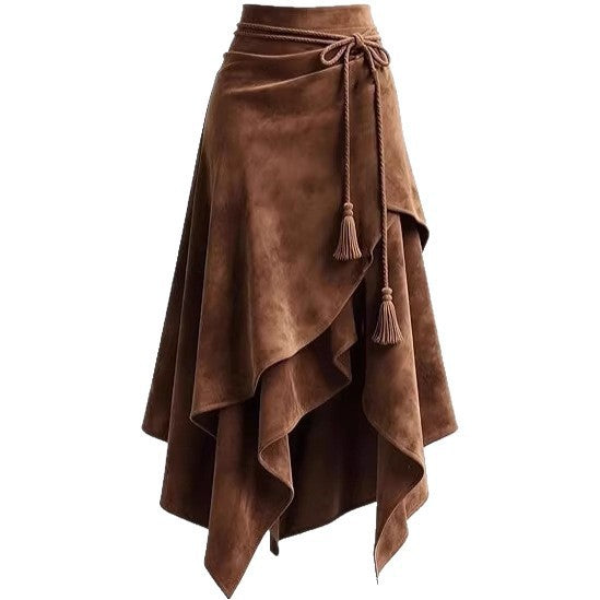 Damen asymmetrischer Wickelrock mit dekorativen Quasten Echo Archiv