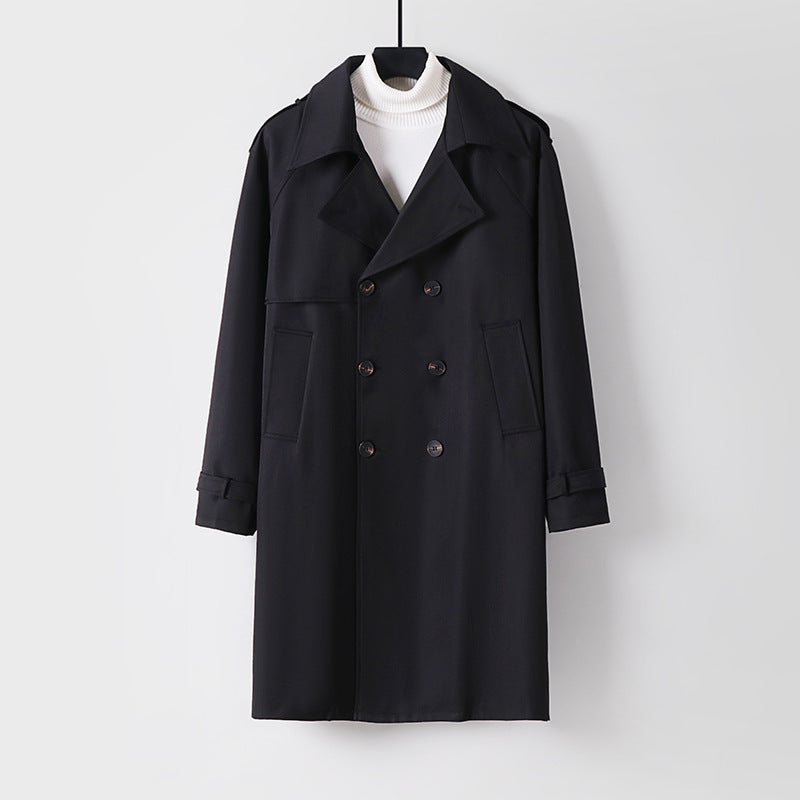 Herren Midilanger Oversize-Trenchcoat mit doppelter Knopfreihe und Schulterklappen Echoarchiv