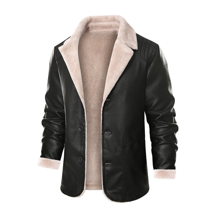 Herren schicke Lederjacke mit warmem Innenfutter und elegantem Kragen Echoarchiv