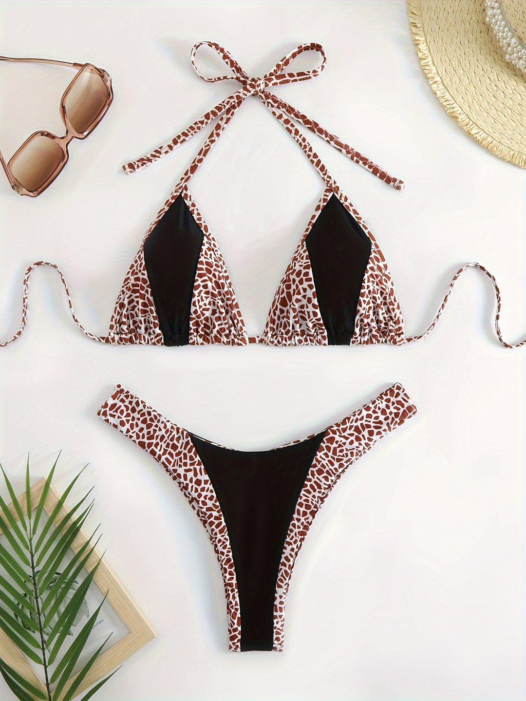 Damen Triangel-Bikini mit stilvollem Giraffenmuster Echo Archiv