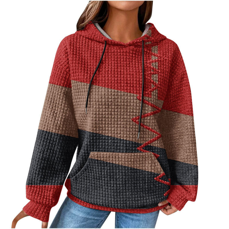 Damen Modischer Kapuzenpullover im Karodesign Echoarchiv