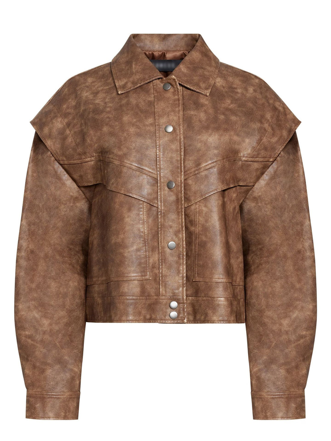 Damen Modische Kunstlederjacke mit Oversized Schnitt – Célinea