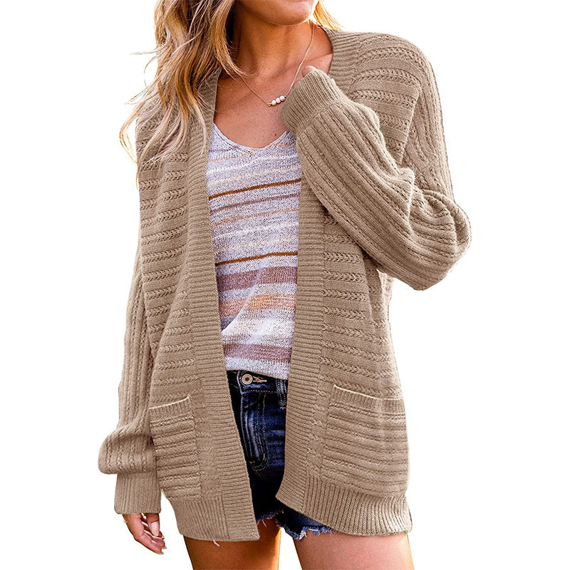 Damen Oversize Strickcardigan mit aufgesetzten Taschen und Rippstruktur Echo Archiv