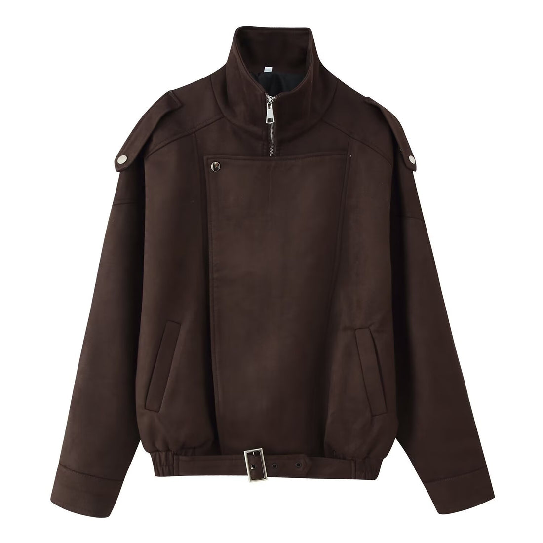 Damen Kurzjacke im Biker-Blouson-Stil mit Gürtel und asymmetrischer Klappe Echo Archiv