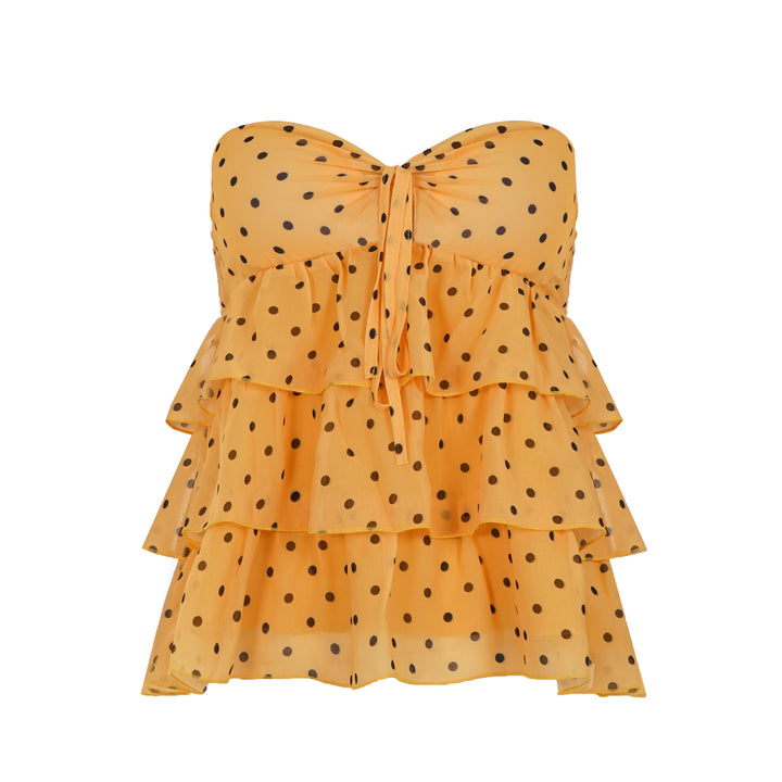 Damen freches Rüschenshirt mit Polka-Dot-Muster Echo Archiv