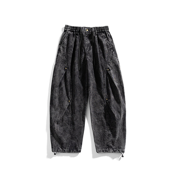 Herren weite Baumwoll-Cargohose mit Elastikbund, Kordelzug und Utility-Details Echo Archiv