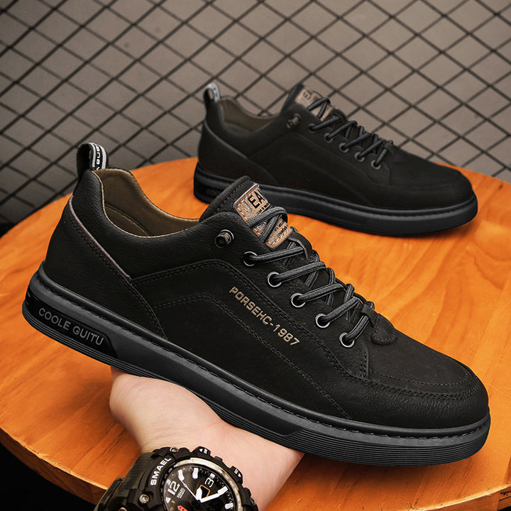Herren elegante niedrige Leder-Sneaker mit Komfortfußbett und rutschfester Gummisohle Echoarchiv