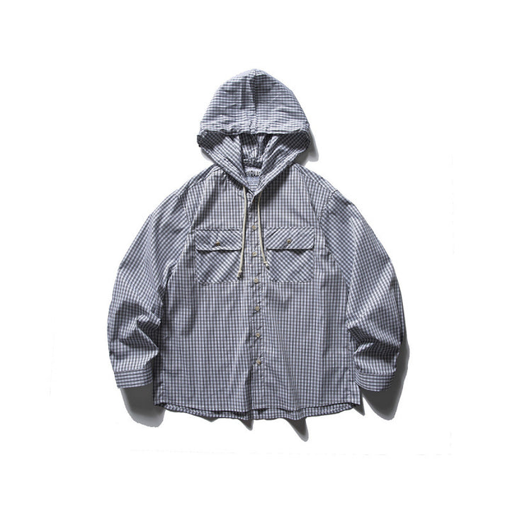Unisex Oversized Kapuzen-Overshirt aus Baumwollmix mit Brustklappen und durchgehender Knopfleiste Echo Archiv