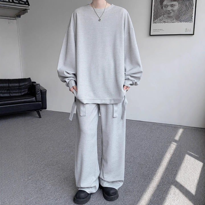 Unisex Lässiges Oversize Lounge-Set aus Waffelstrick mit Cargo-Bindungen Echoarchiv