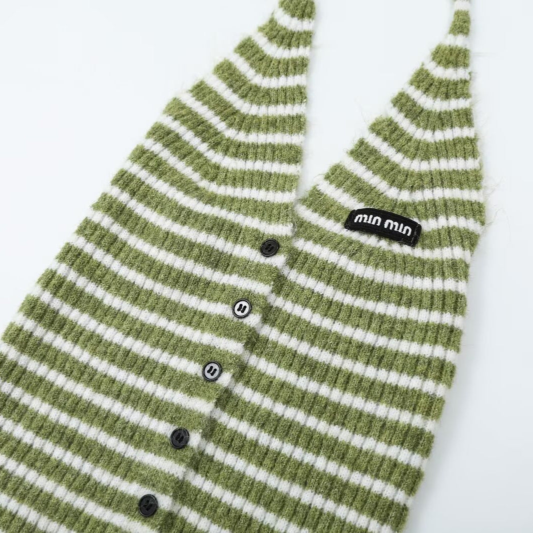 Damen Oversize Strickcardigan mit Ballonärmeln und gestreifter Einfass-Knopfleiste Echoarchiv