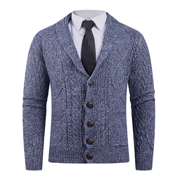 Herren nan Strickcardigan mit Schalkragen, Zopfmuster, aufgesetzten Taschen und Knopfleiste Echo Archiv