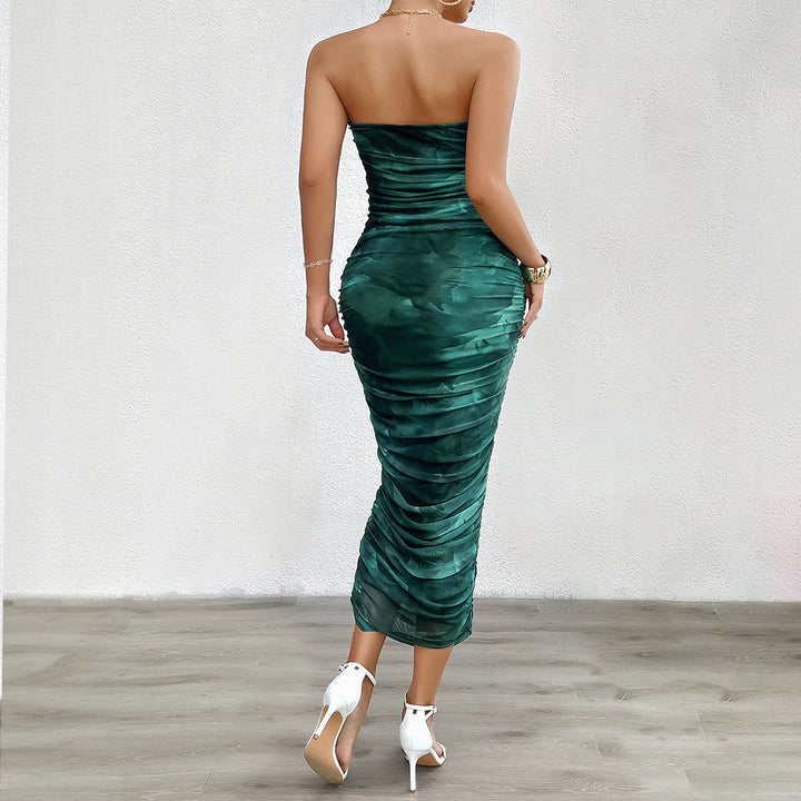 Damen Bodycon Maxikleid mit Rüschen und strapless Design Echo Archiv