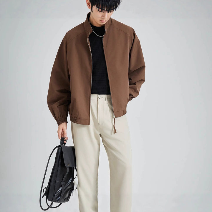 Herren leichte oversized Bomberjacke mit Stehkragen und elastischen Bündchen Echoarchiv
