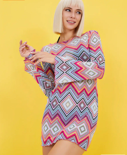 Damen transparentes Maxikleid mit Leopardenmuster Echo Archiv