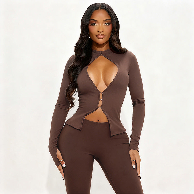Damen Cut-Out Jumpsuit mit elegantem Stehkragen und figurbetontem Schnitt Echo Archiv