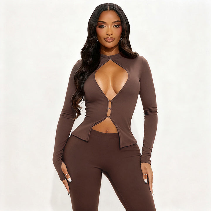 Damen Cut-Out Jumpsuit mit elegantem Stehkragen und figurbetontem Schnitt Echo Archiv