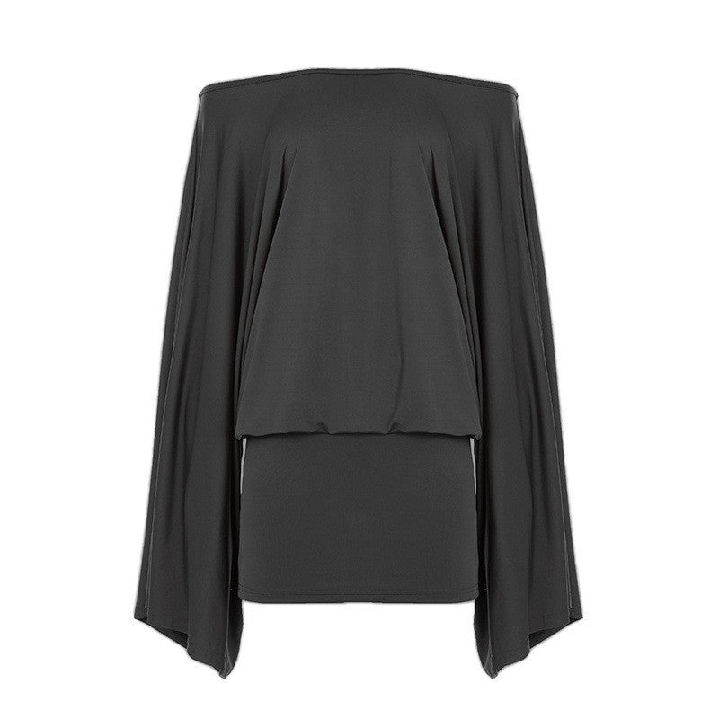 Damen nan schulterfreies Drapiertes Blouson-Top mit weitem Fledermausärmel und tailliertem Bündchen Echo Archiv