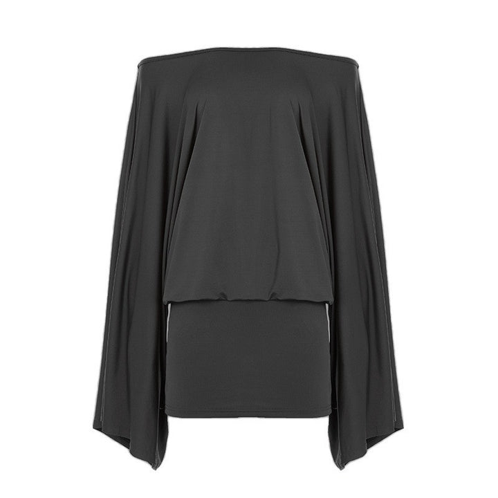 Damen nan schulterfreies Drapiertes Blouson-Top mit weitem Fledermausärmel und tailliertem Bündchen Echo Archiv