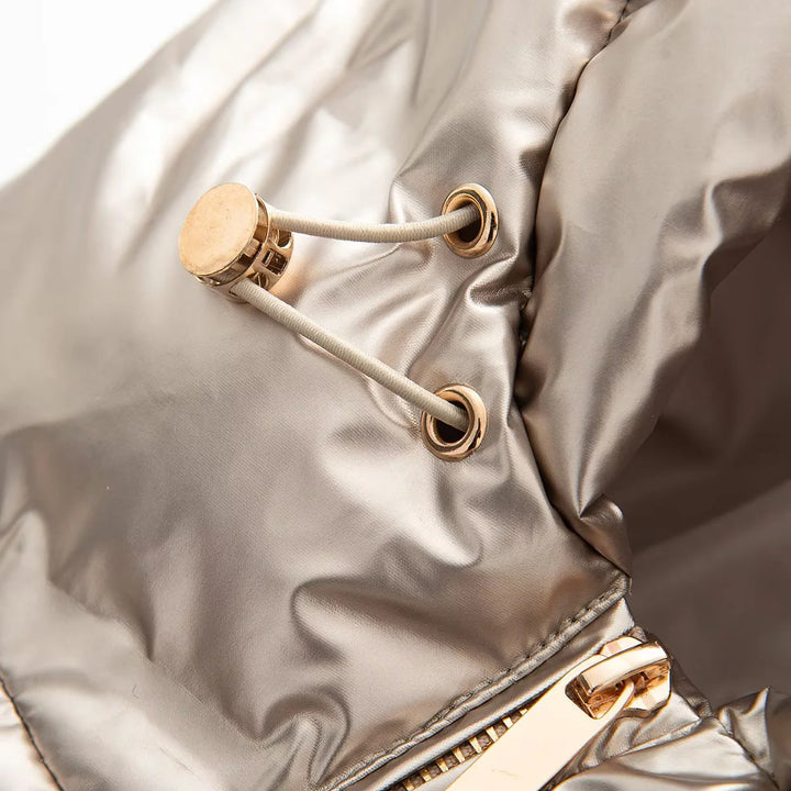 Damen nan gesteppte Glanz-Steppjacke mit Kapuze, wattierter Thermofütterung und elastischem Taillengürtel Echo Archiv