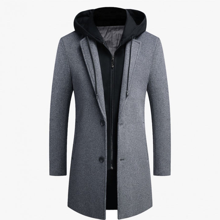 Herren modische Manteljacke mit abnehmbarer Kapuze und gestepptem Innenfutter Echoarchiv