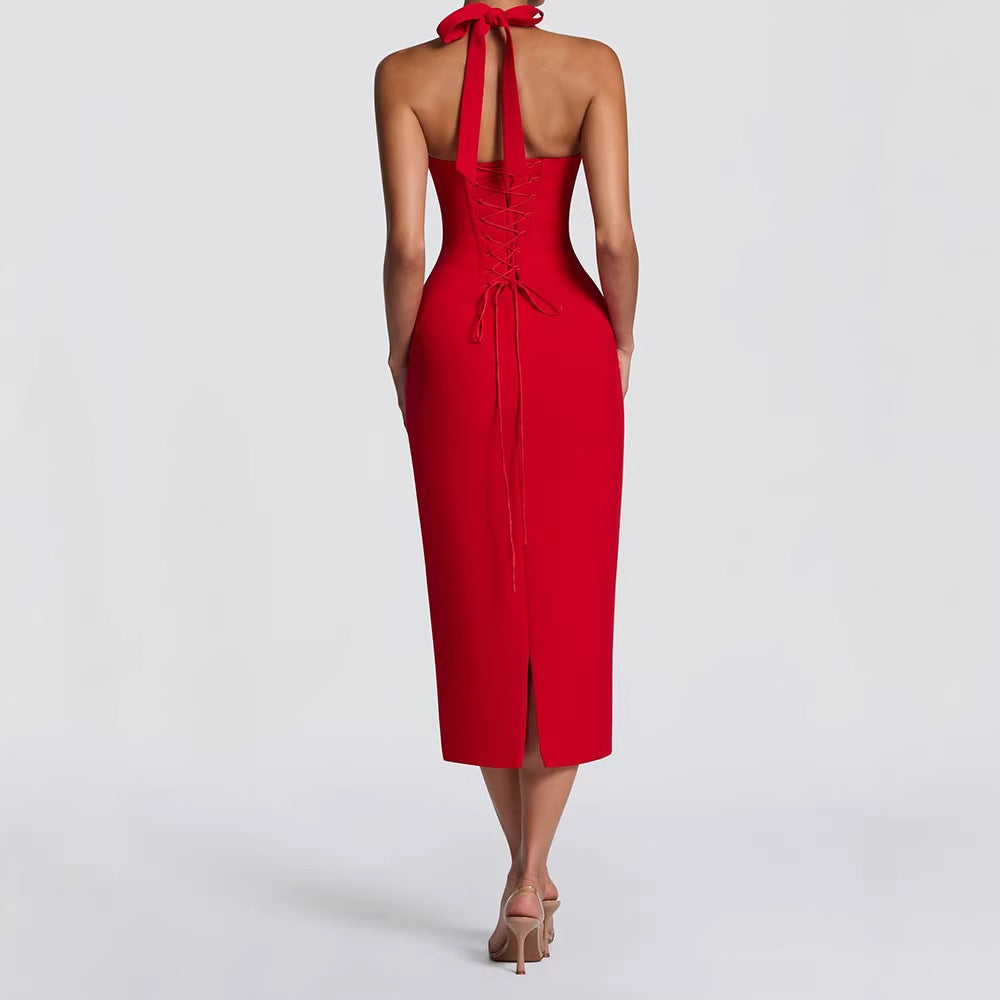 Damen Elegantes Bodycon-Kleid mit Halterdesign Echo Archiv