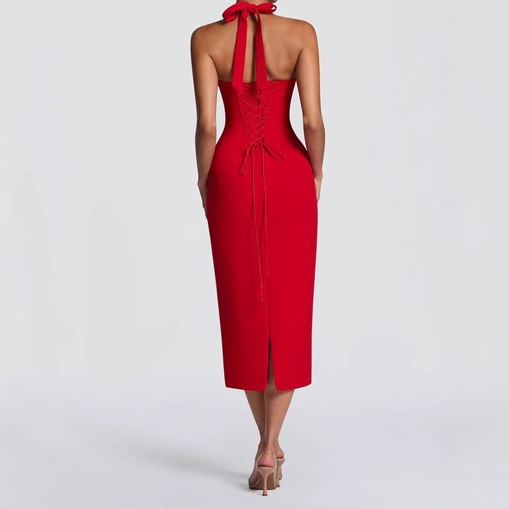 Damen Elegantes Bodycon-Kleid mit Halterdesign Echo Archiv