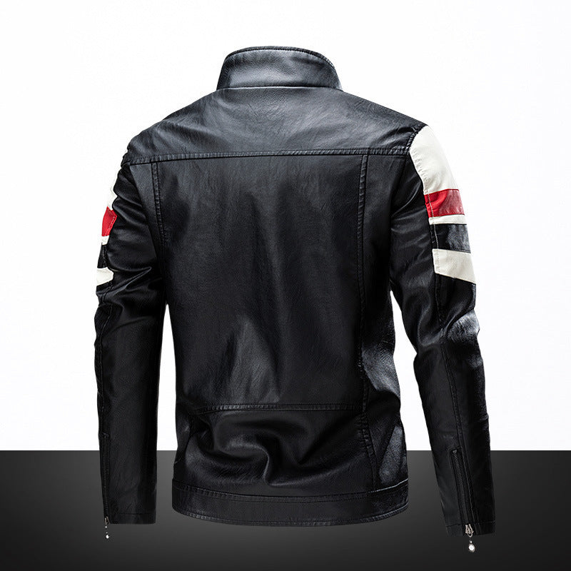 Herren Lederimitat-Bikerjacke im Retro-Racing-Design – Valtoré