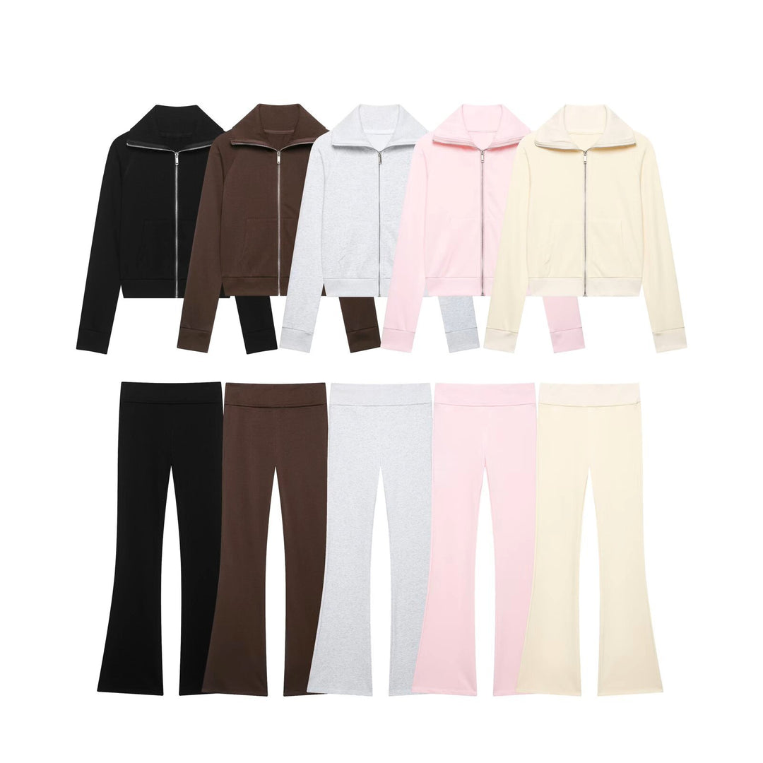 Damen Hochtaillierte Stretch-Flared-Hose mit weitem Schlag und elastischem Bund Echo Archiv