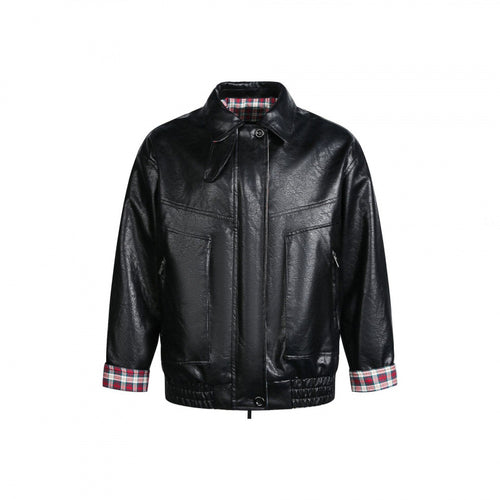Herren Lederimitat-Blouson mit Karofutter, Reißverschluss und elastischem Saum Echo Archiv