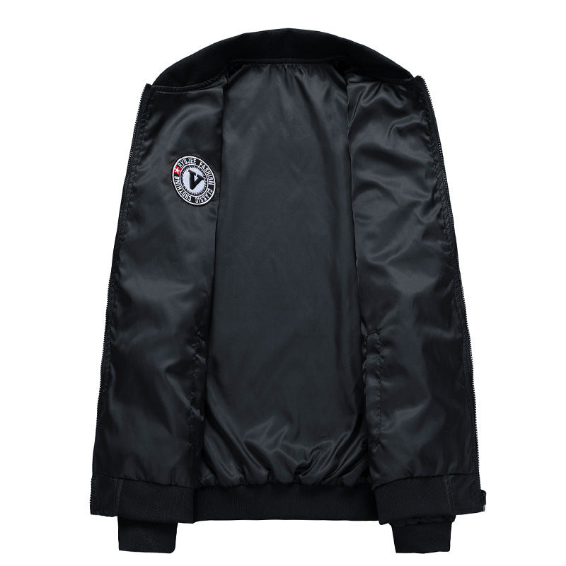 Herren Bomberjacke im Aviator-Style mit Patchapplikationen, Nylon-Shell und Ärmeltasche Echoarchiv