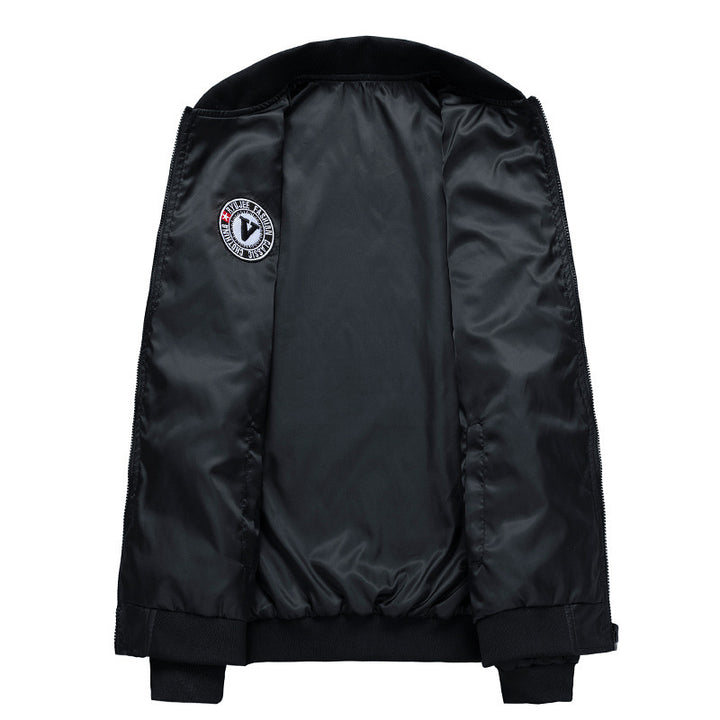 Herren Bomberjacke im Aviator-Style mit Patchapplikationen, Nylon-Shell und Ärmeltasche Echoarchiv