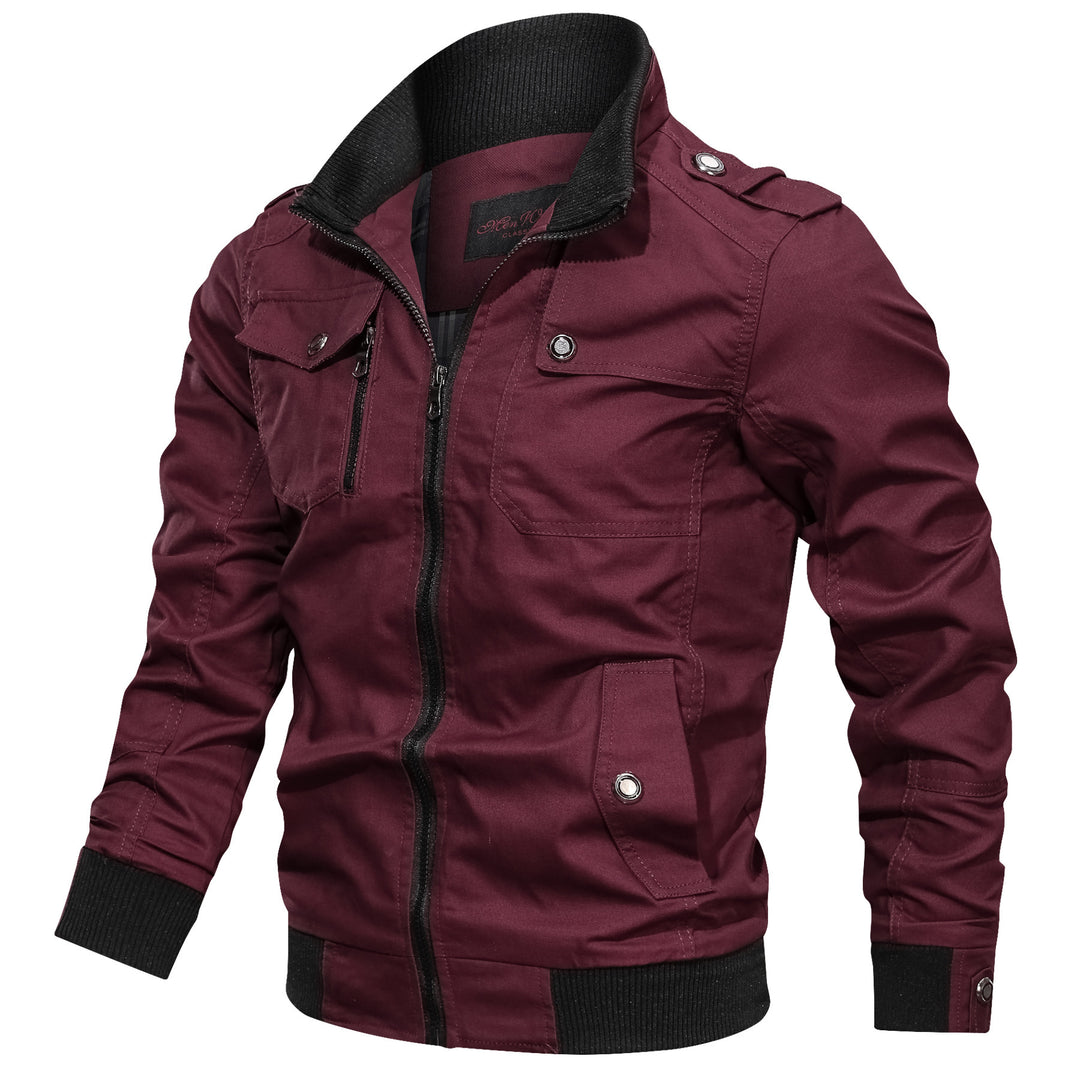 Herren Canvas-Fieldblouson im Aviatorstil mit Rippsaum und Pattentaschen – Taviero