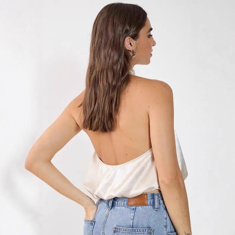 Damen Satin-Haltertop mit gerafftem Ausschnitt Echo Archiv