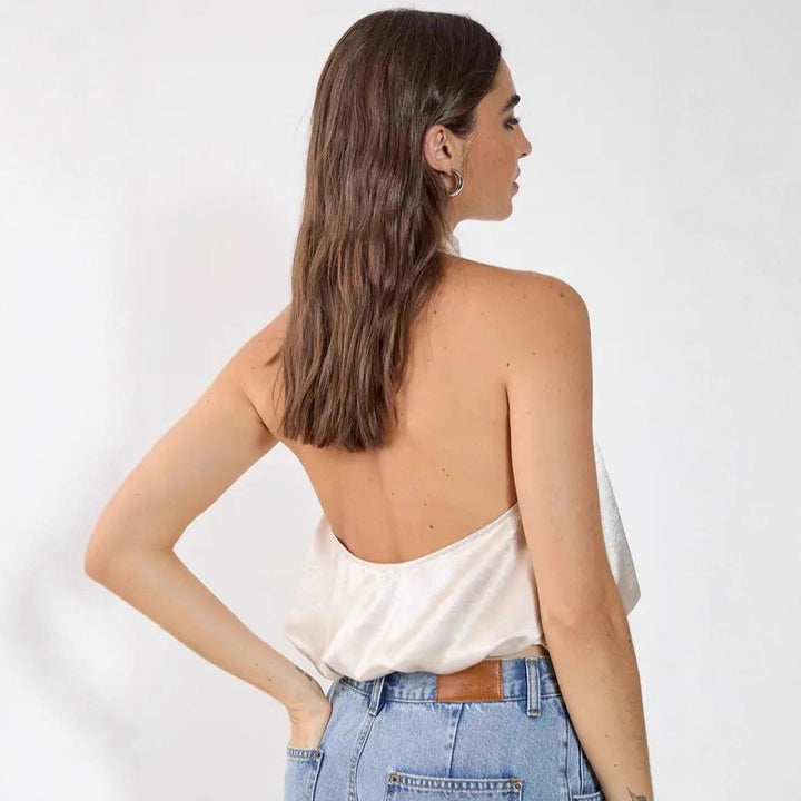 Damen Satin-Haltertop mit gerafftem Ausschnitt Echo Archiv