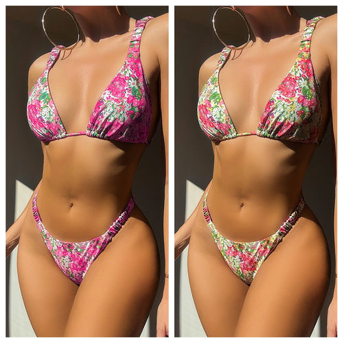 Damen Blütenmuster Triangel-Bikini Echo Archiv