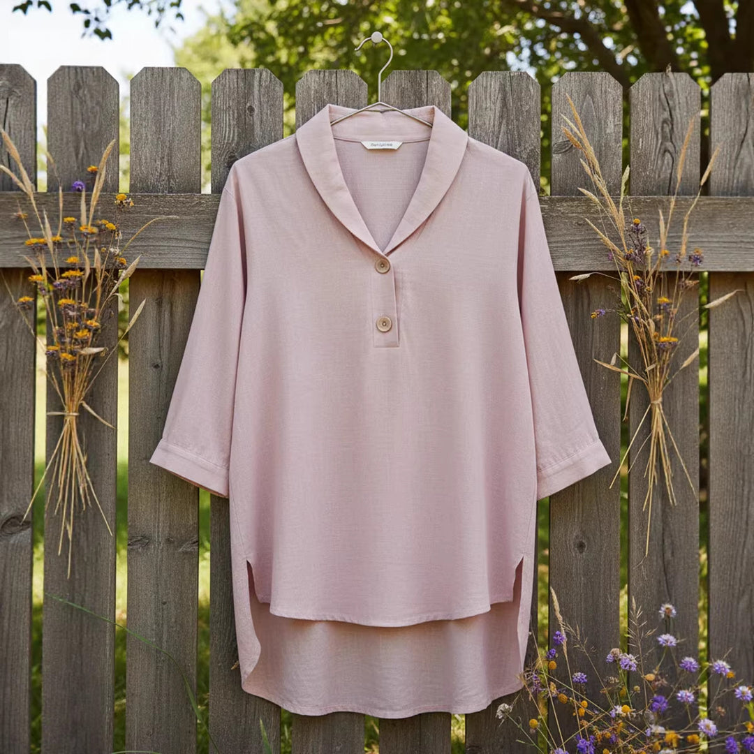 Damen Elegantes Hemd mit modernem Kragen und Knopfdetails Echo Archiv