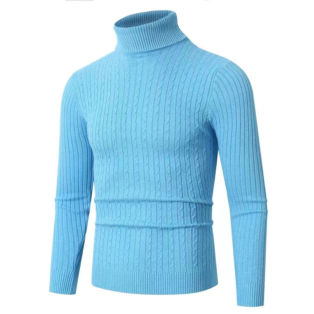 Herren nan gerippter Rollkragenpullover mit Zopfmuster und körpernaher Slim-Fit-Silhouette Echo Archiv