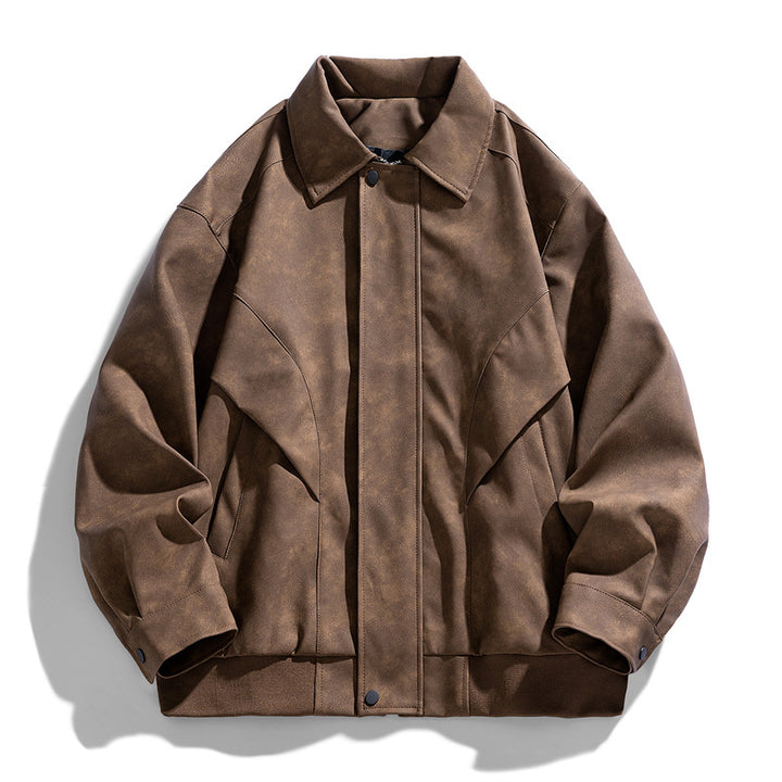 Herren Designer Kunstlederjacke mit strukturiertem Kragen Echo Archiv