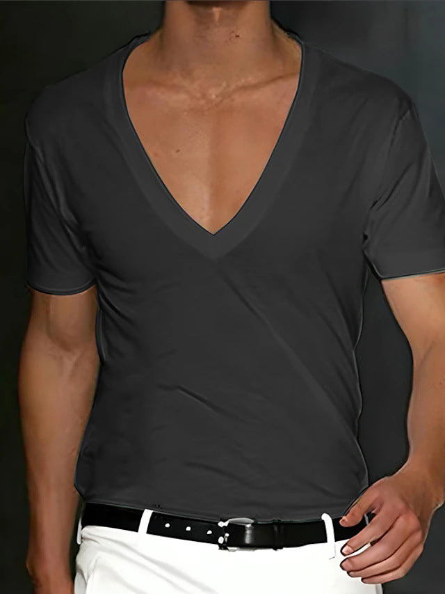 Herren V-Ausschnitt T-Shirt mit figurschmeichelndem Schnitt und hochwertigen Stoffen Echoarchiv