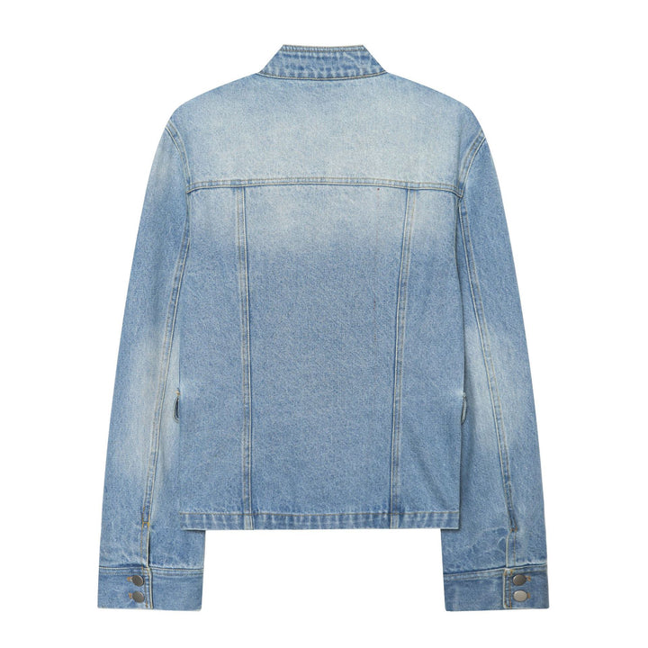 Damen Cropped Jeansjacke im Utility‑Look mit Schulterpatten und Pattentaschen Echo Archiv