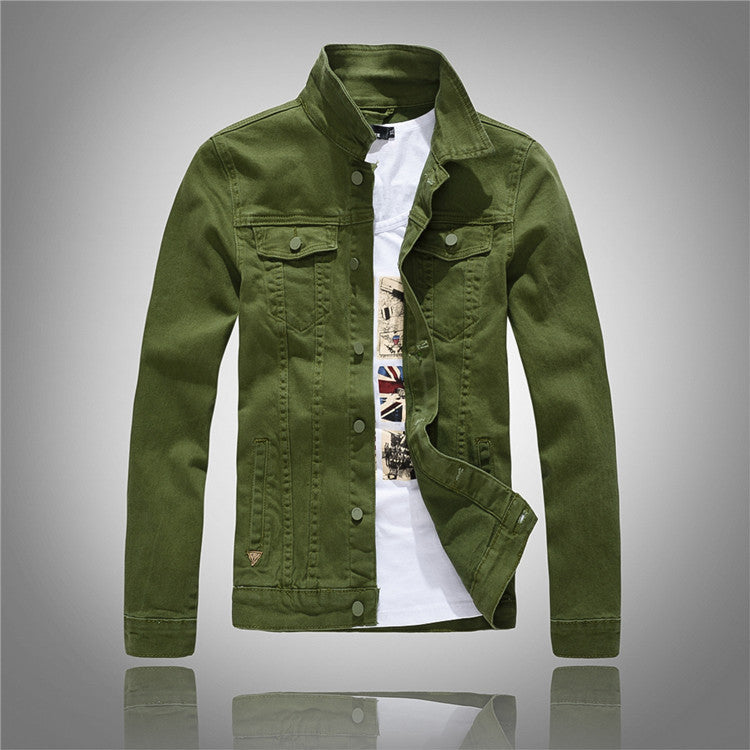 Herren stylische Denimjacke mit modernem Stehkragen und praktischen Taschen Echoarchiv