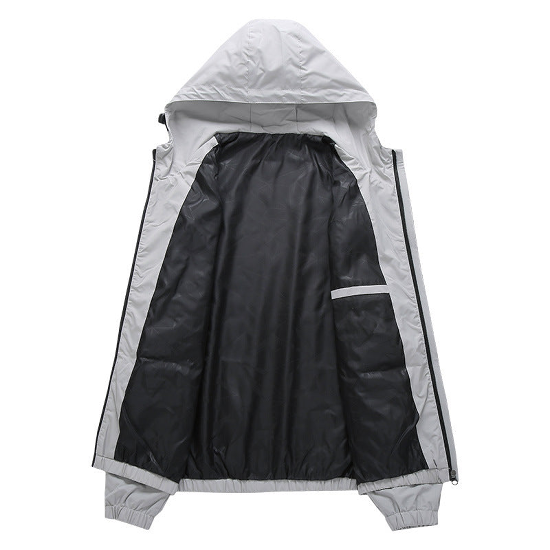 Herren Leichte Kapuzen-Windjacke mit wasserabweisender Oberfläche und verdecktem Reißverschluss Echoarchiv