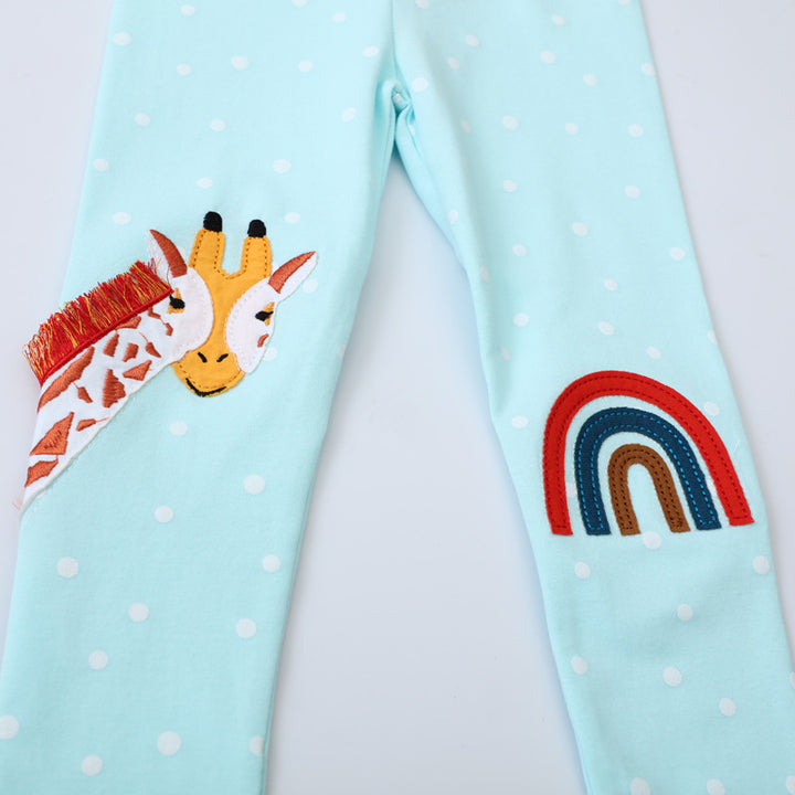 Mädchen Leggings mit entzückender Giraffen- und Regenbogenapplikation Echo Archiv