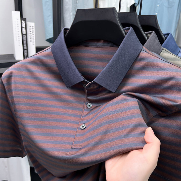 Herren Poloshirt mit atmungsaktiver Struktur und eleganten Streifen Echoarchiv