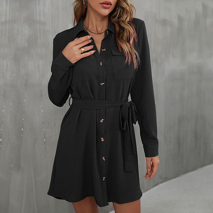 Damen Knielanges Hemdblusenkleid mit Taillengürtel Echo Archiv