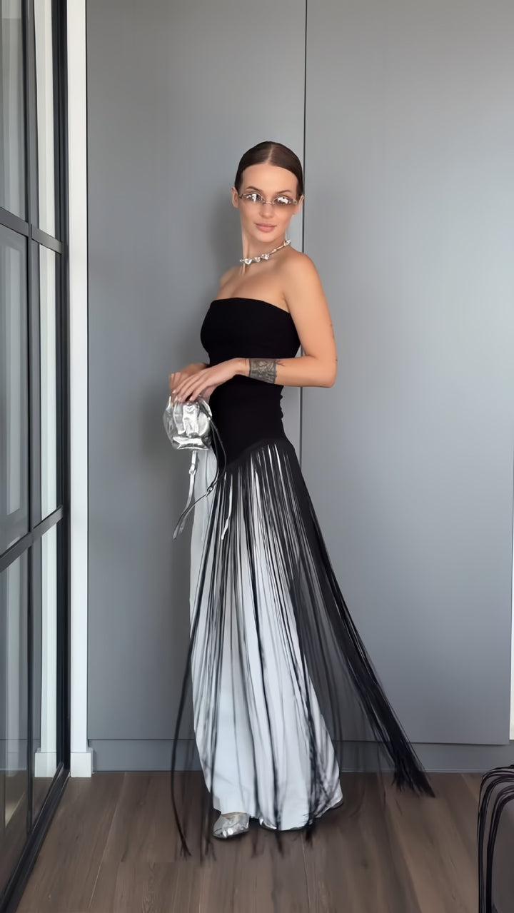 Damen Maxikleid mit schimmerndem Fransen-Design Echo Archiv